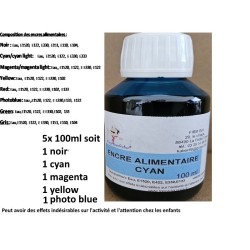 5x100 ml photo blue + alimentaire pour Canon bk,c,m,y